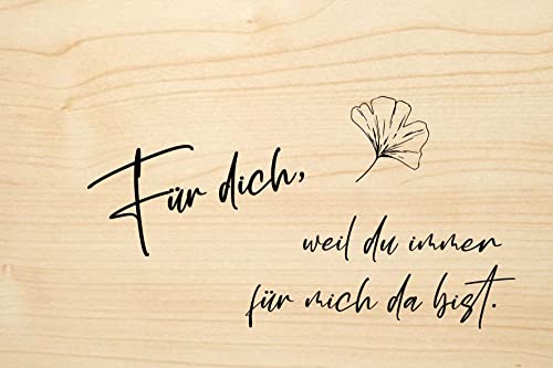 Holzgrusskarten Oryginalna, zawsze dla mnie – 100% ręcznie wykonana w Austrii, wykonana z drewna dębowego, kartka podarunkowa, kartka urodzinowa, kartka z życzeniami, składana kartka pocztowa