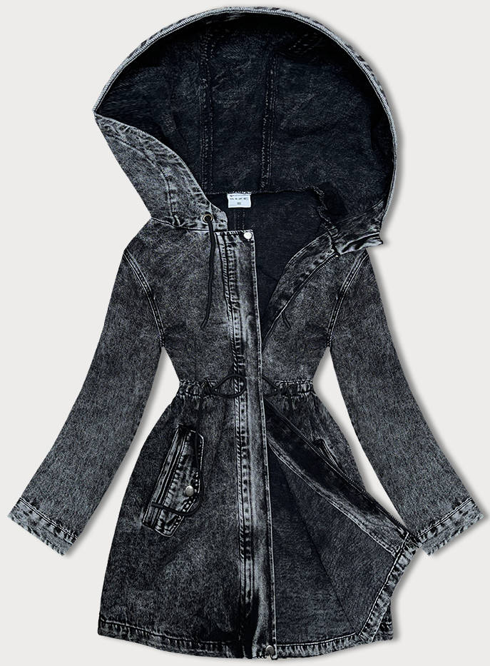 LUŹNA JEANSOWA DAMSKA KURTKA DENIM CZARNA (POP7065-K) - P.O.P. SEVEN