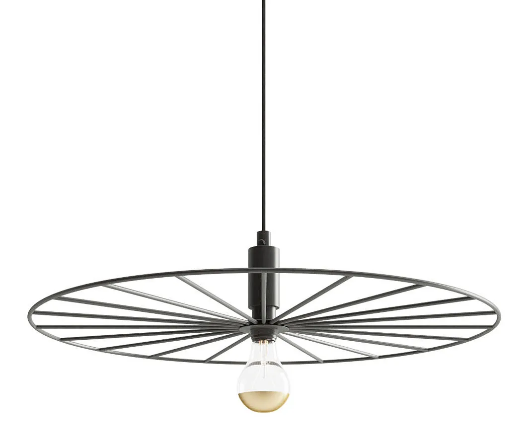 Czarna druciana okrągła lampa wisząca 45 cm - A194 Bentrix