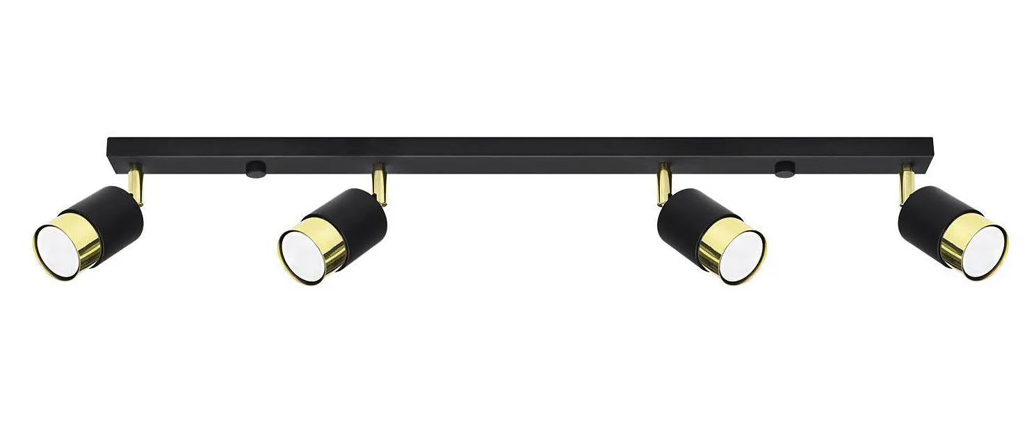 Czarno-złoty plafon z 4 reflektorami - 2S A181 Z7-L15