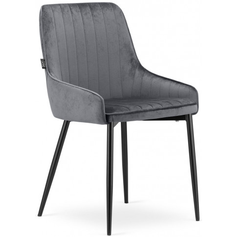 Ciemnoszare welurowe krzesło w stylu nowoczesnym - Cinar 3X