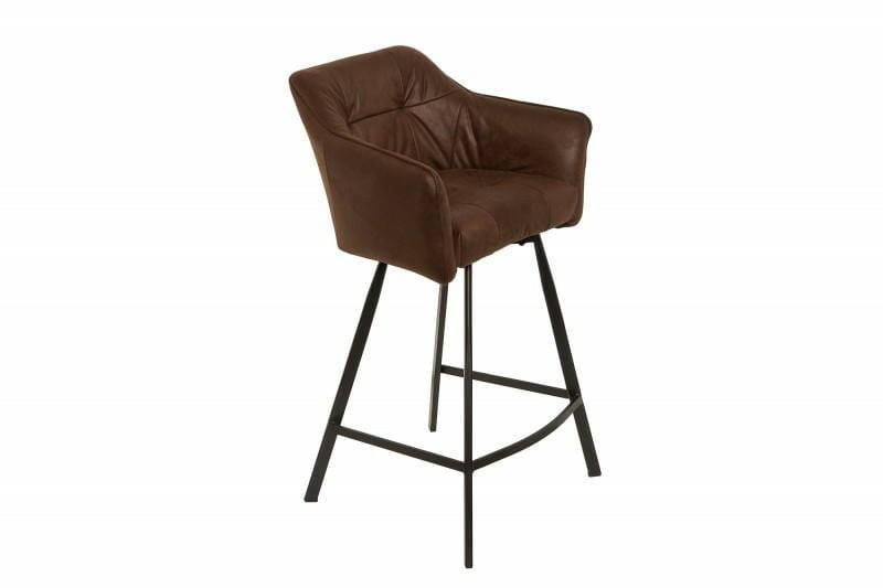 Invicta Interior Krzesło barowe loft antyczny brązowy podłokietnik / 39082