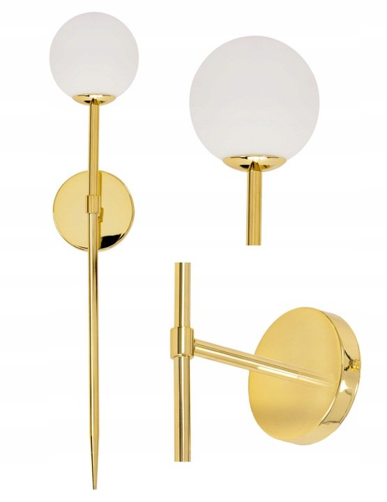 Lampa Ścienna Kinkiet Złoto Kula Wysoki G9 75 Cm