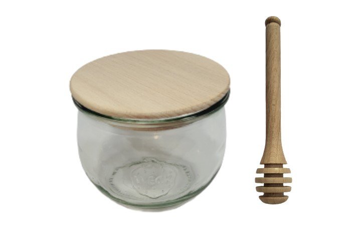 Zestaw Słoików Weck Pojemność 580 Ml Średnica 100mm 6Sztuk + Drewniane Wieka, Miarka / Weck