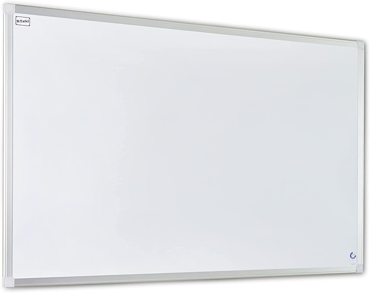 Tablica magnetyczna suchościeralna biała 120x90 cm Szkolna Biurowa Edukacyjna w ramie aluminiowej w zestawie z półką, 3 magnesami i pisakiem w kolor..