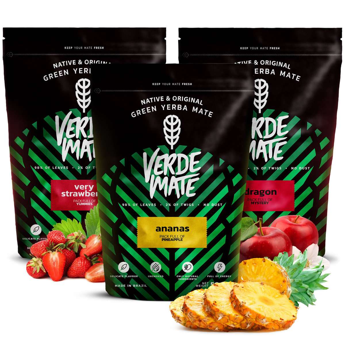 Zestaw Yerba Mate Verde Green Owocowe 3x500 1,5kg