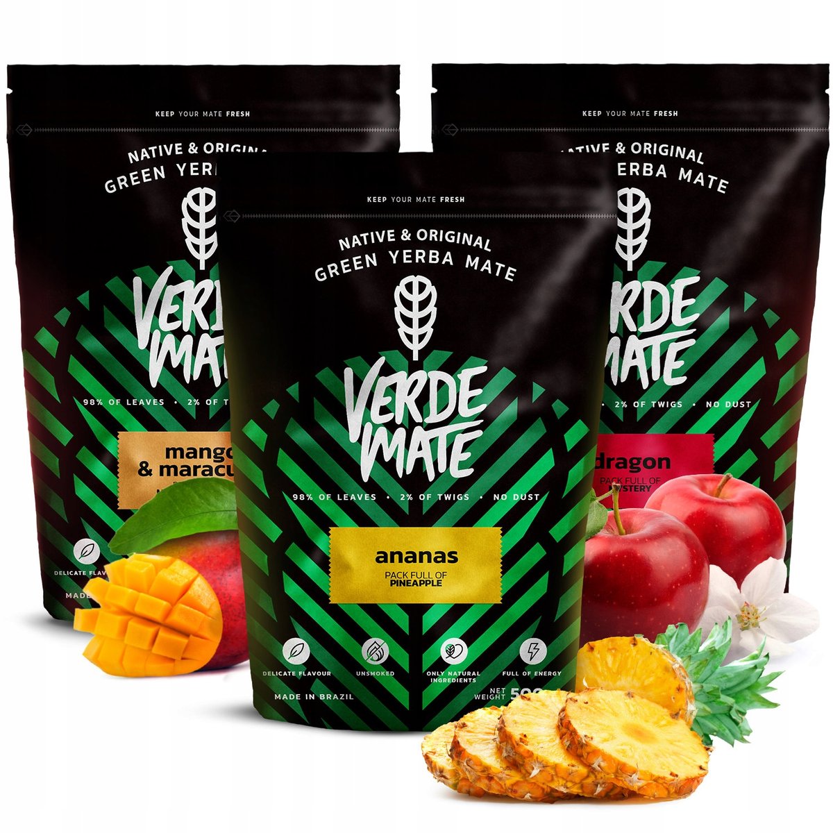 Zestaw Yerba Verde Mate Owocowe 3x500g Najlepsze