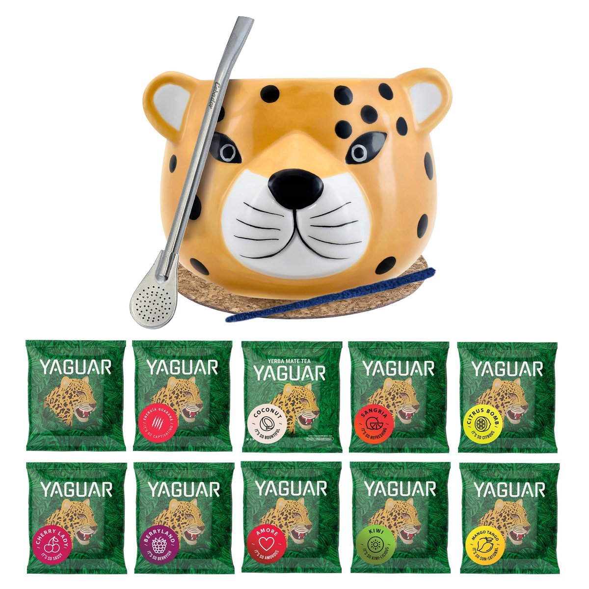 Zestaw Yerba Mate 10x50g Tykwa Gatito Yaguar
