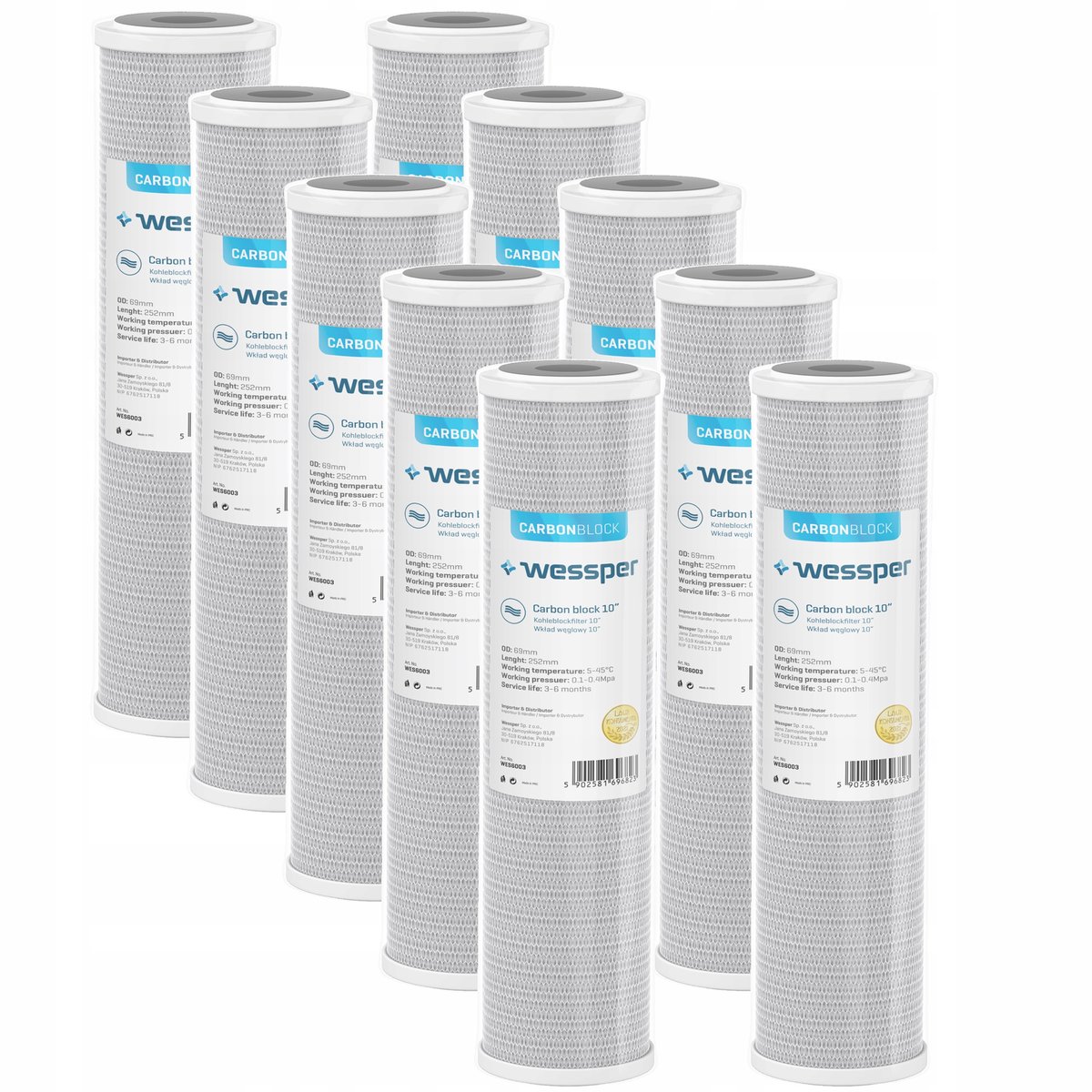 FILTR WODY WKŁAD 10 cali BLOK WĘGLOWY OSMOZA 10X