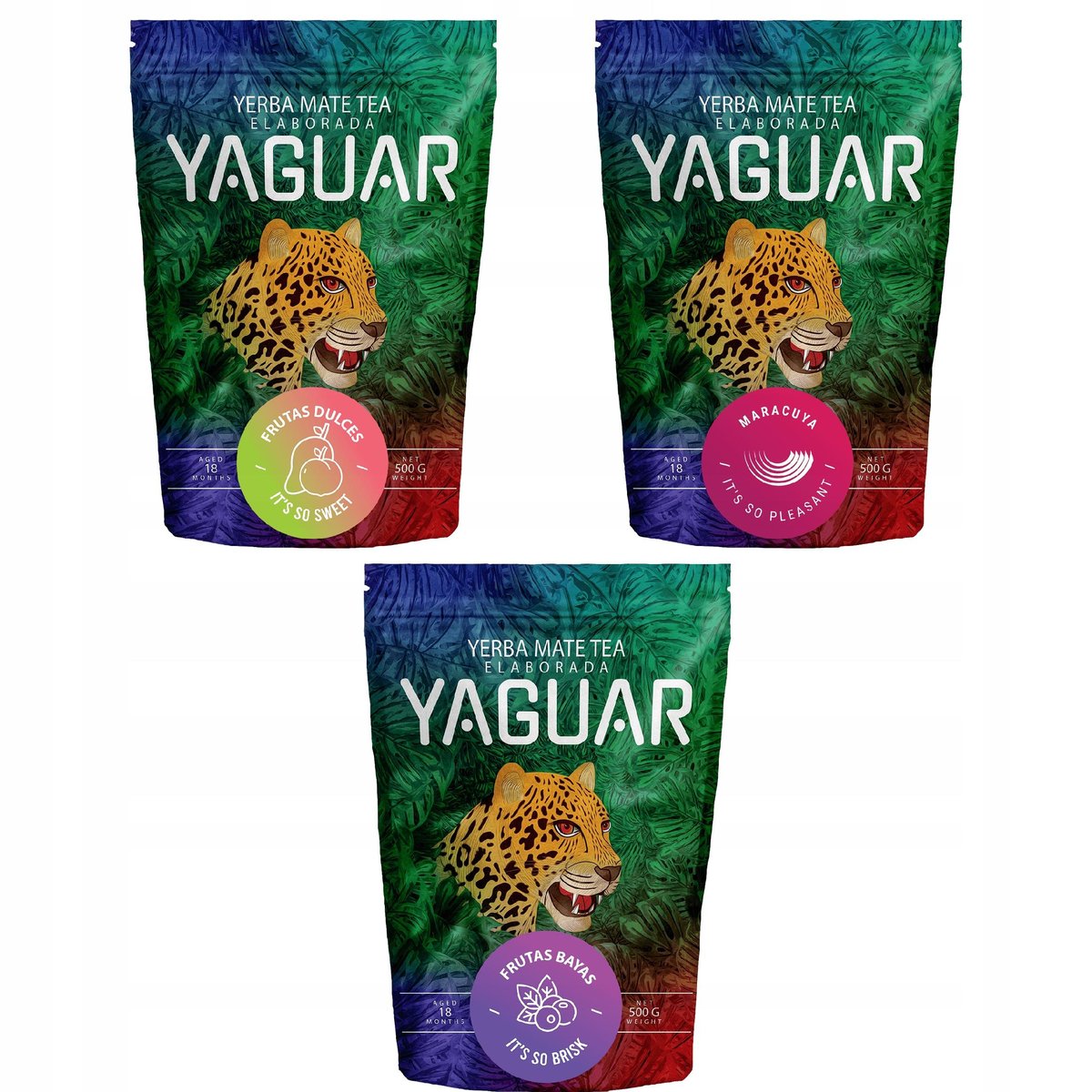Zestaw Yerba Mate Yaguar Owocowe 3x500g 1,5kg