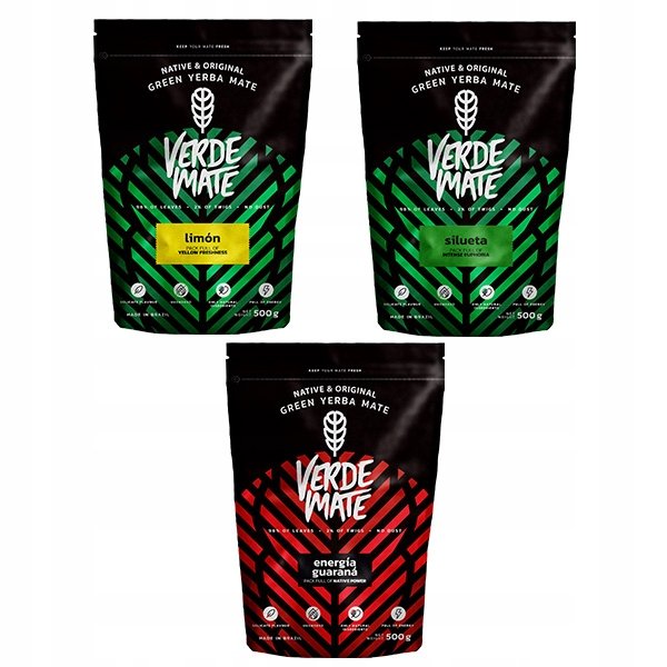 Zestaw Yerba Verde Mate Green 3x500g rózne rodzaje