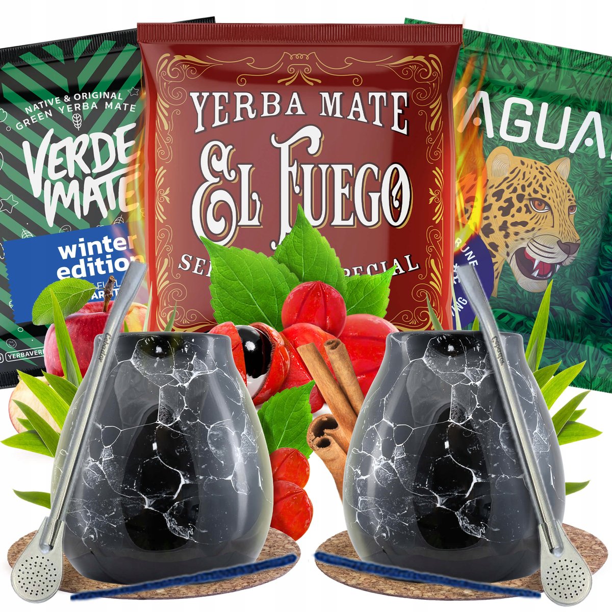 Zestaw Yerba Mate dla dwojga Matero Marmol 3x50g