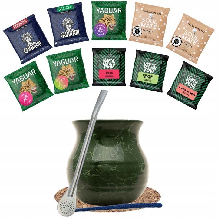 Zestaw Yerba Verde Mate Green 500g Tykwa 10x50g