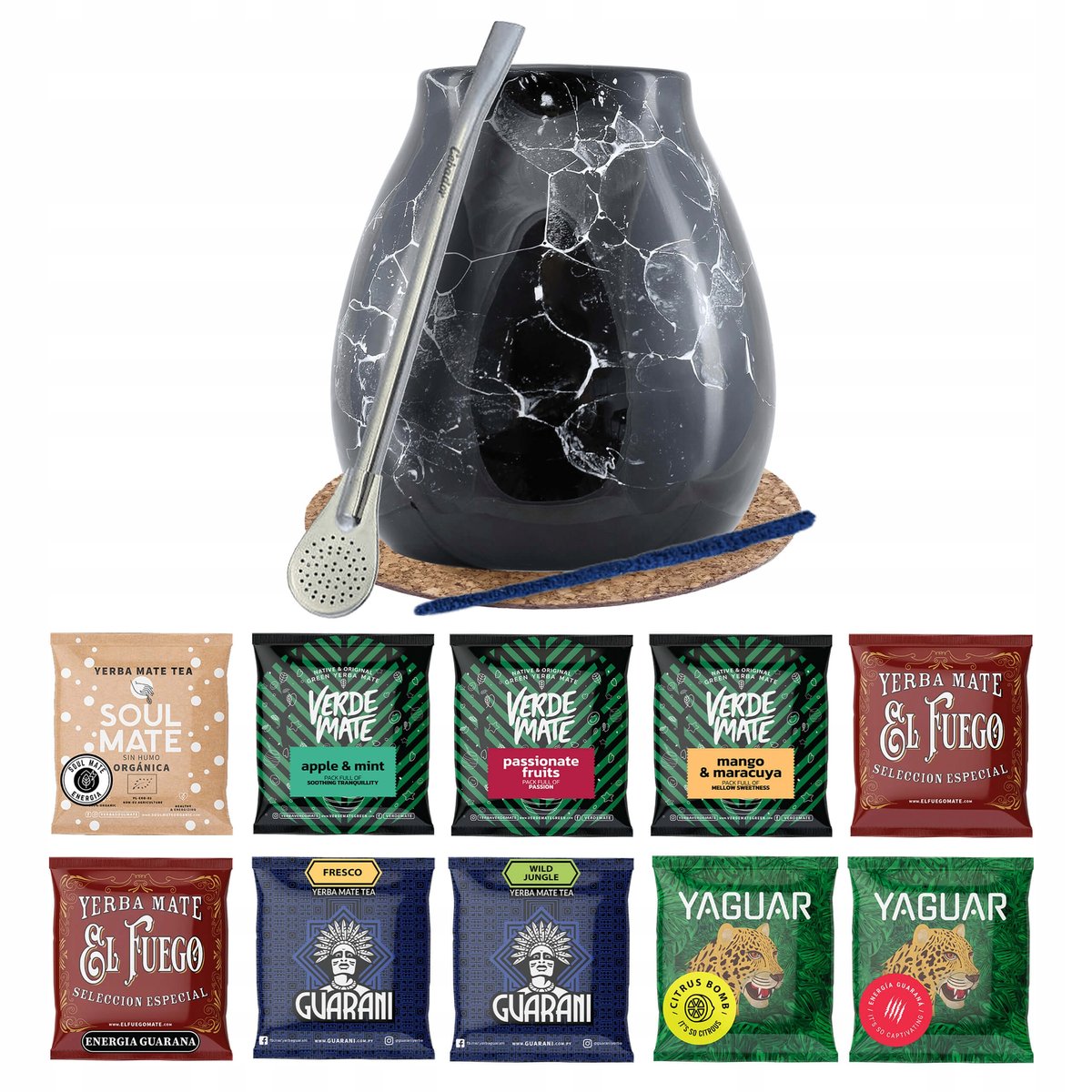 Zestaw Yerba Mate 10x50g Tykwa Marmol Bombilla