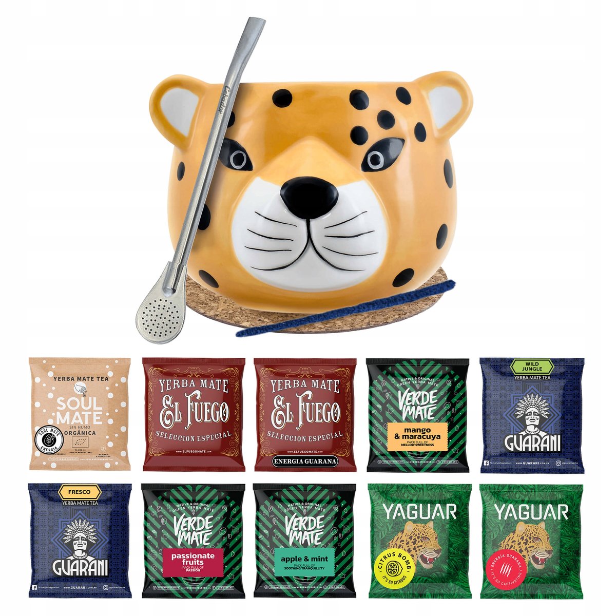 Zestaw Yerba Mate 10x50g Tykwa Gatito Bombilla