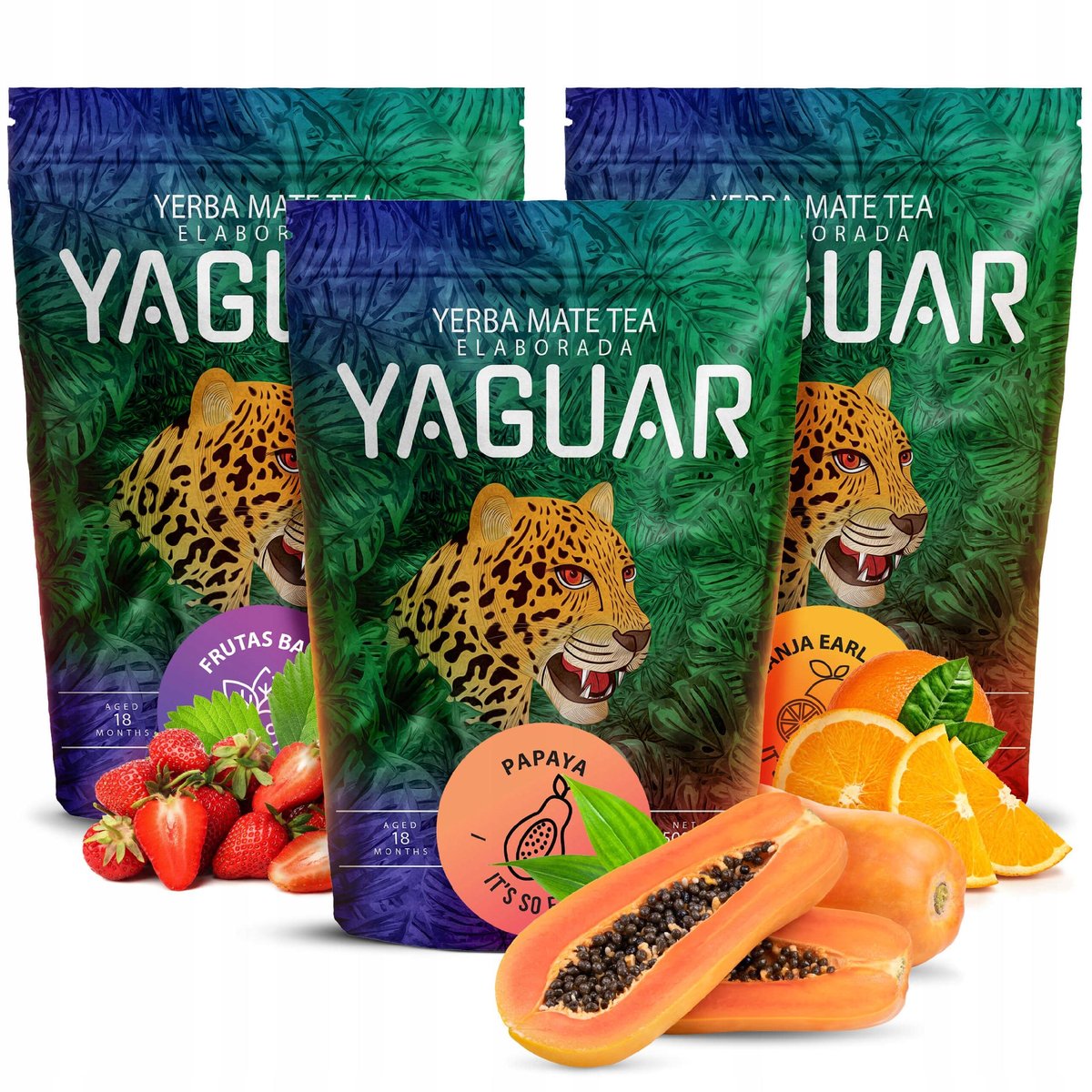 Zestaw Yerba Mate Yaguar Owocowe 3x500g 1,5kg