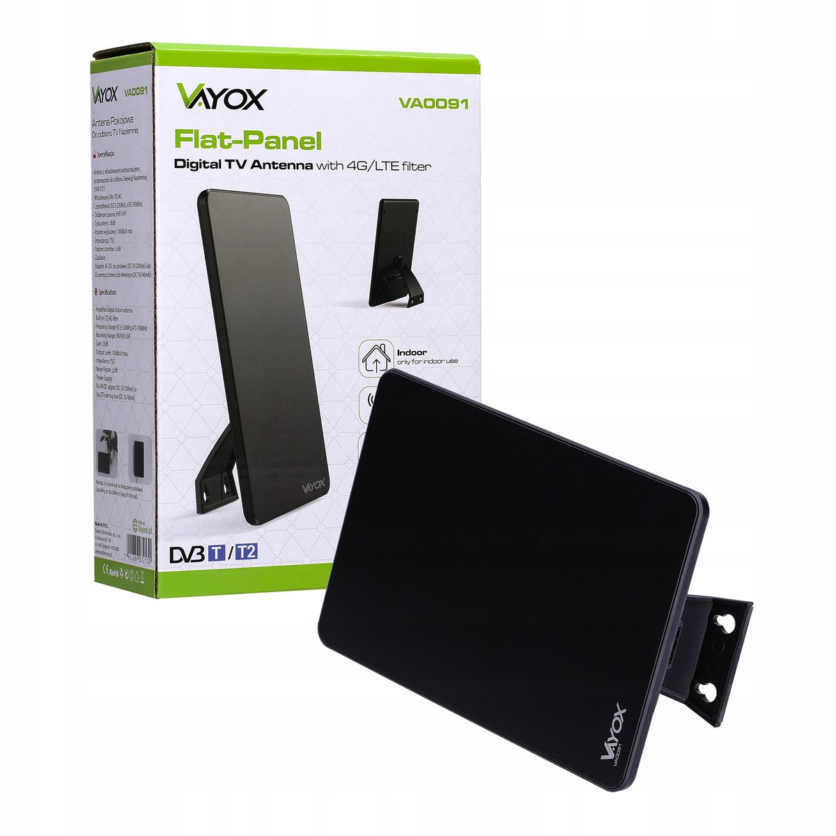 VAYOX MOCNA ANTENA TV POKOJOWA DVB-T2 AKTYWNA 4K