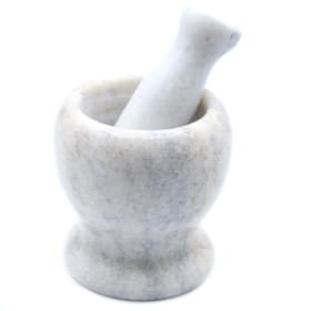 Marmurowy Moździerz z tłuczkiem 11cm x 10cm - Biały