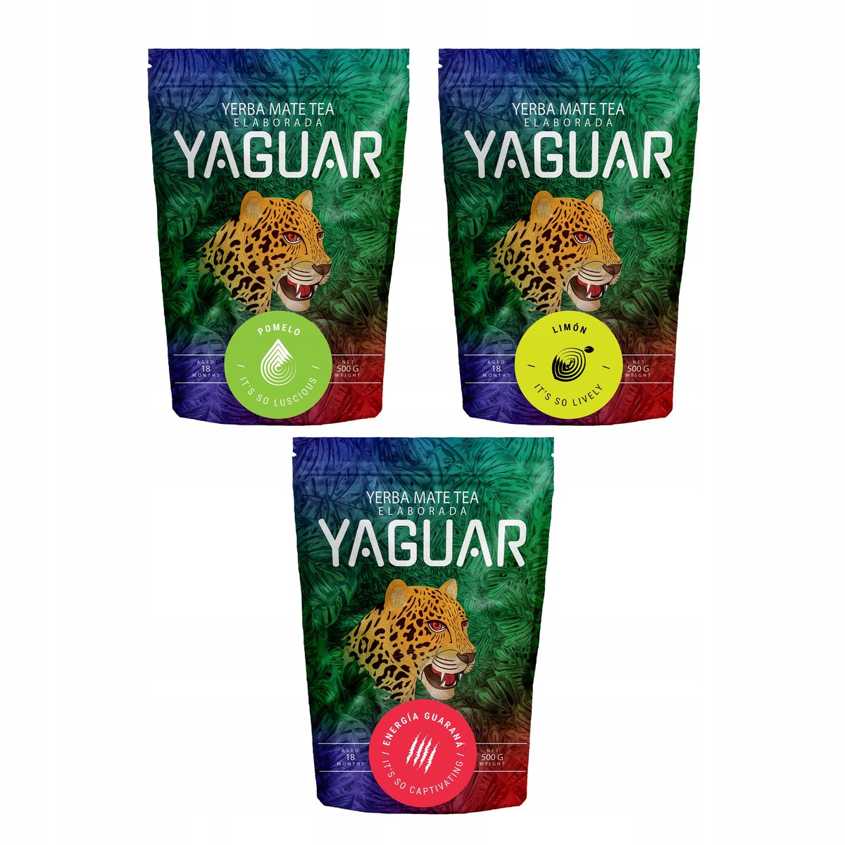 Zestaw Yerba Mate Yaguar różne rodzaje 3x500g