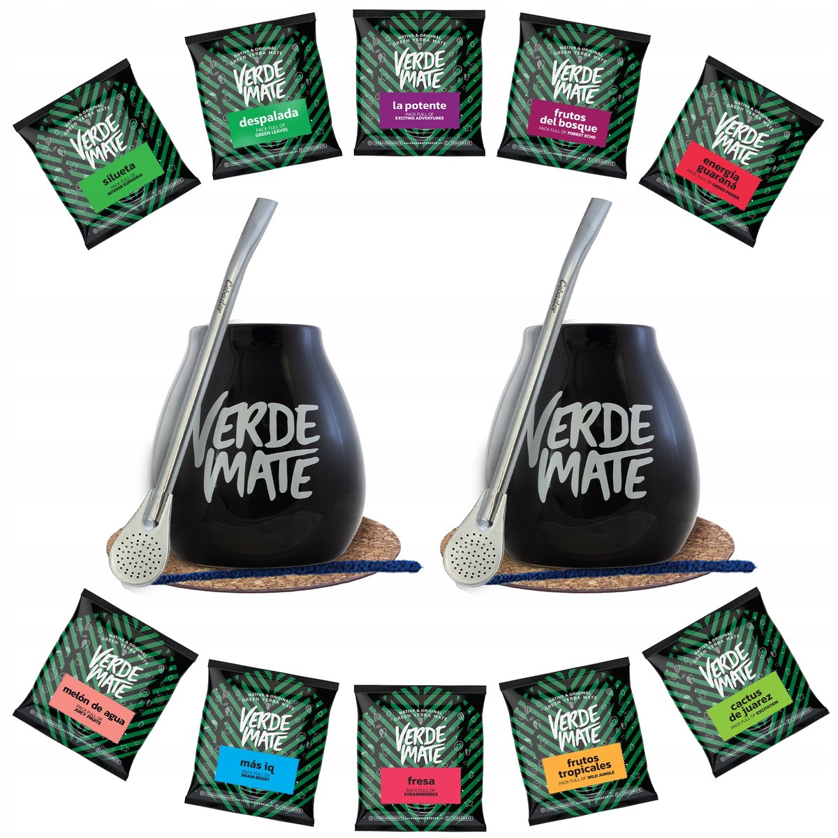 Yerba Mate Verde Mate Green zestaw 10x50g + Matero