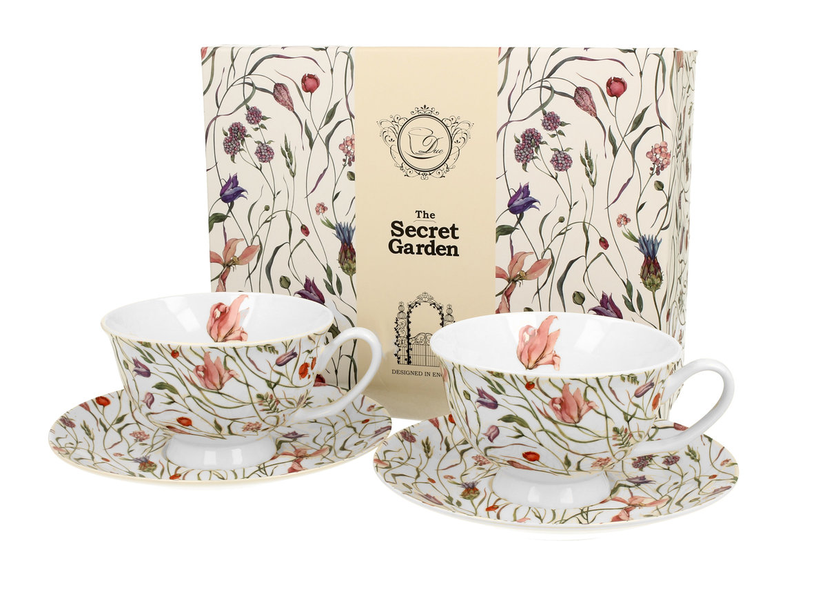 Filiżanki do kawy i herbaty porcelanowe ze spodkami DUO royal FLOWER MEADOW  250 ml 2 szt