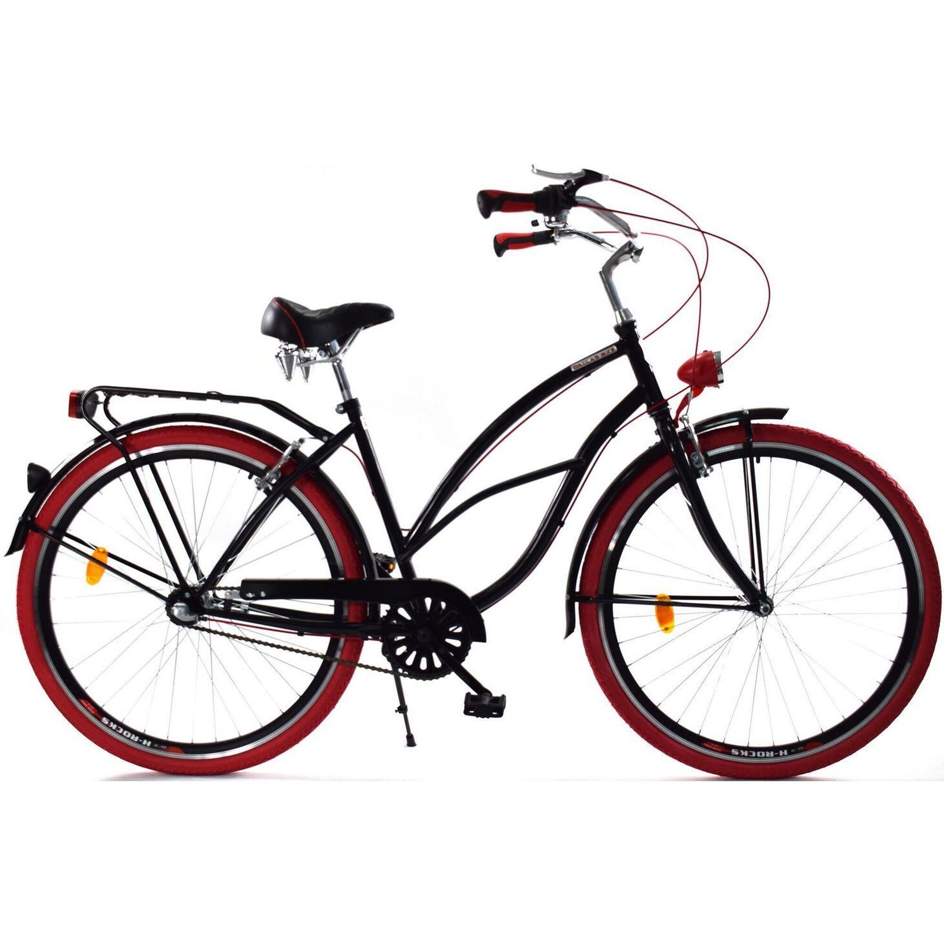 Dallas Bike Cruiser 3spd Alu 26 cali Damski Czarny z czerwonym