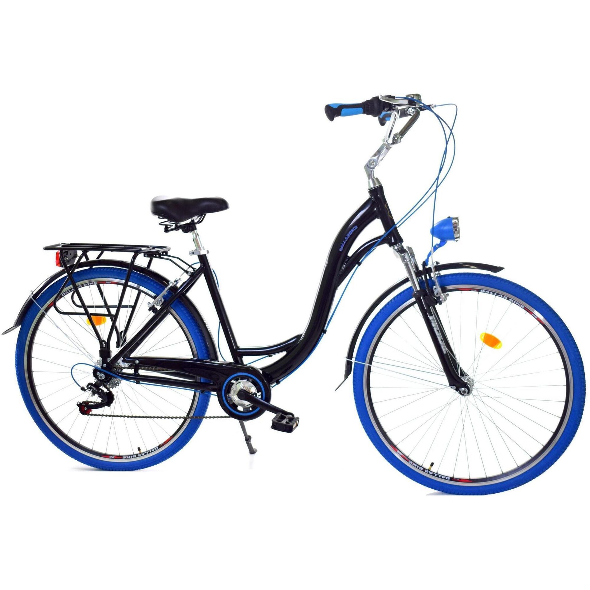 Dallas Bike City Alu 7Spd 28 cali Czarno-niebieski