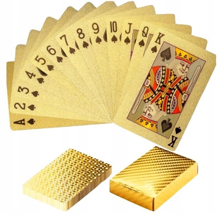 Karty do gry plastikowe złote do pokera talia 54