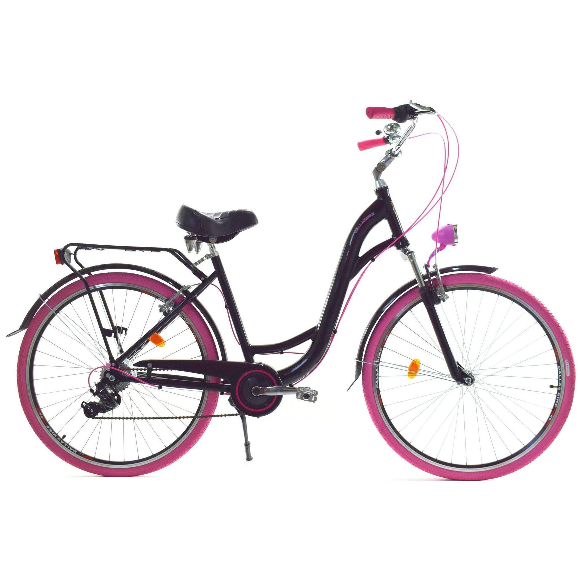 Dallas Bike City Alu 7Spd 28 cali Czarno-różowy