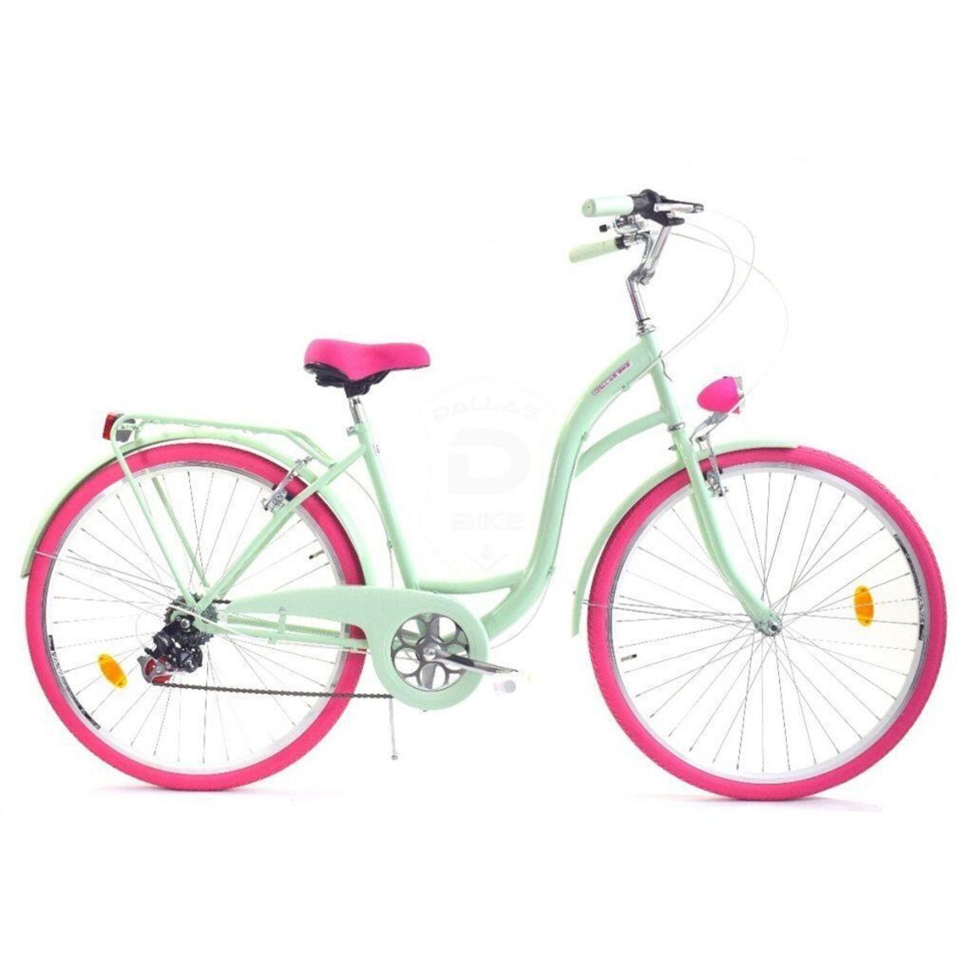 Dallas Bike City 7spd 26 cali Jasnozielono-różowy