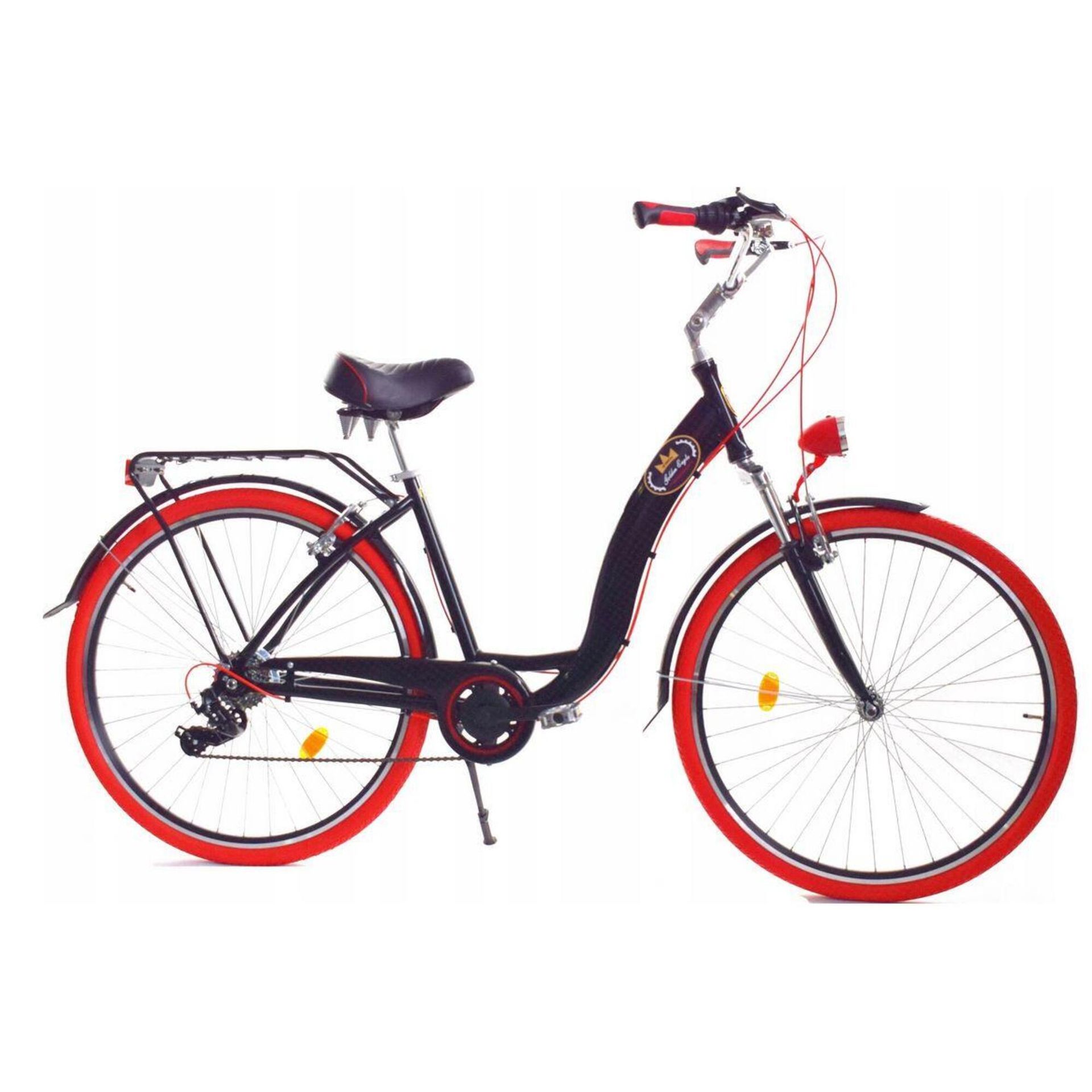 Dallas Bike City Alu 7Spd 28 cali Czarny / Czerwony / Pomarańczowy