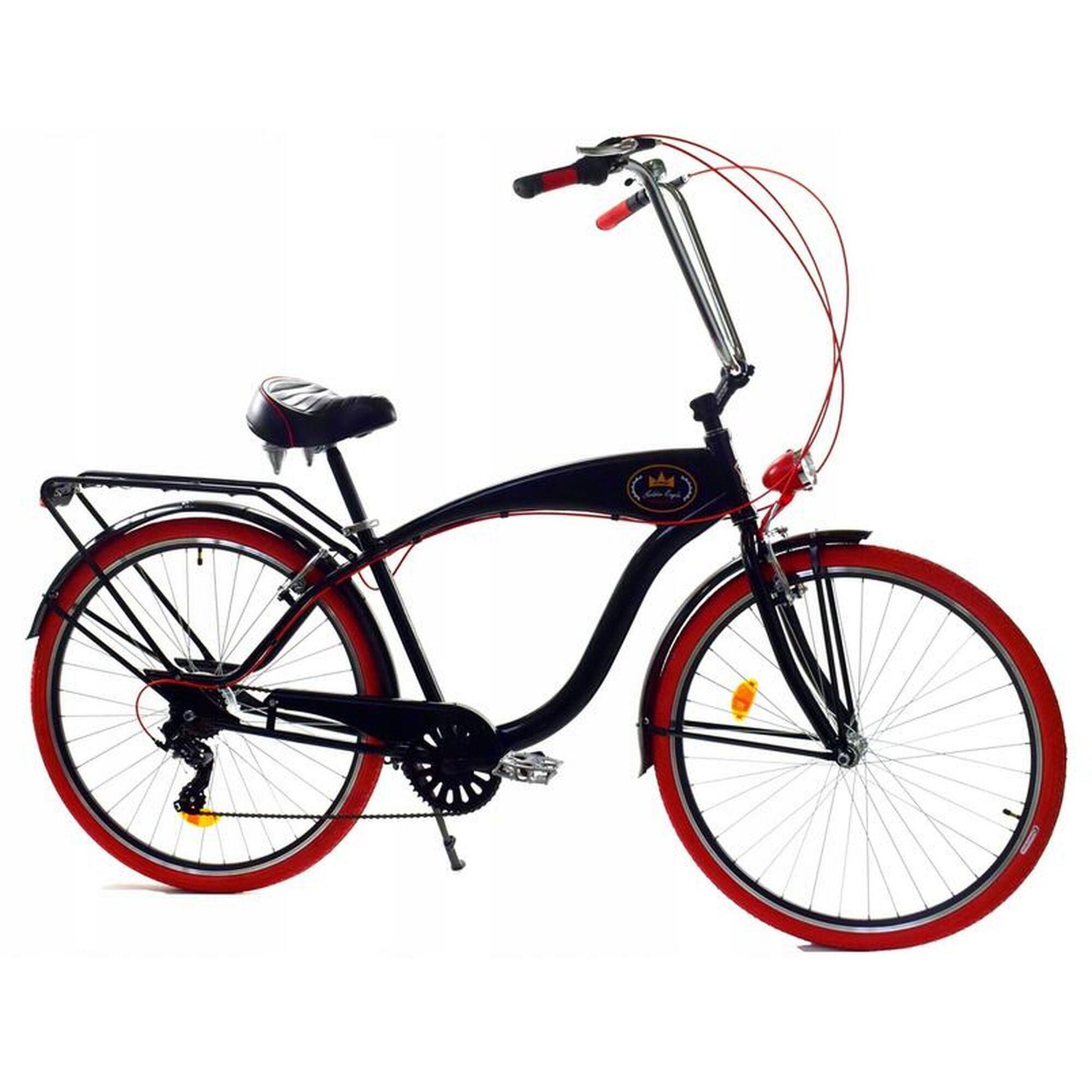Dallas Bike Cruiser 7spd GE 28 cali Męski Czarny z czerwonym