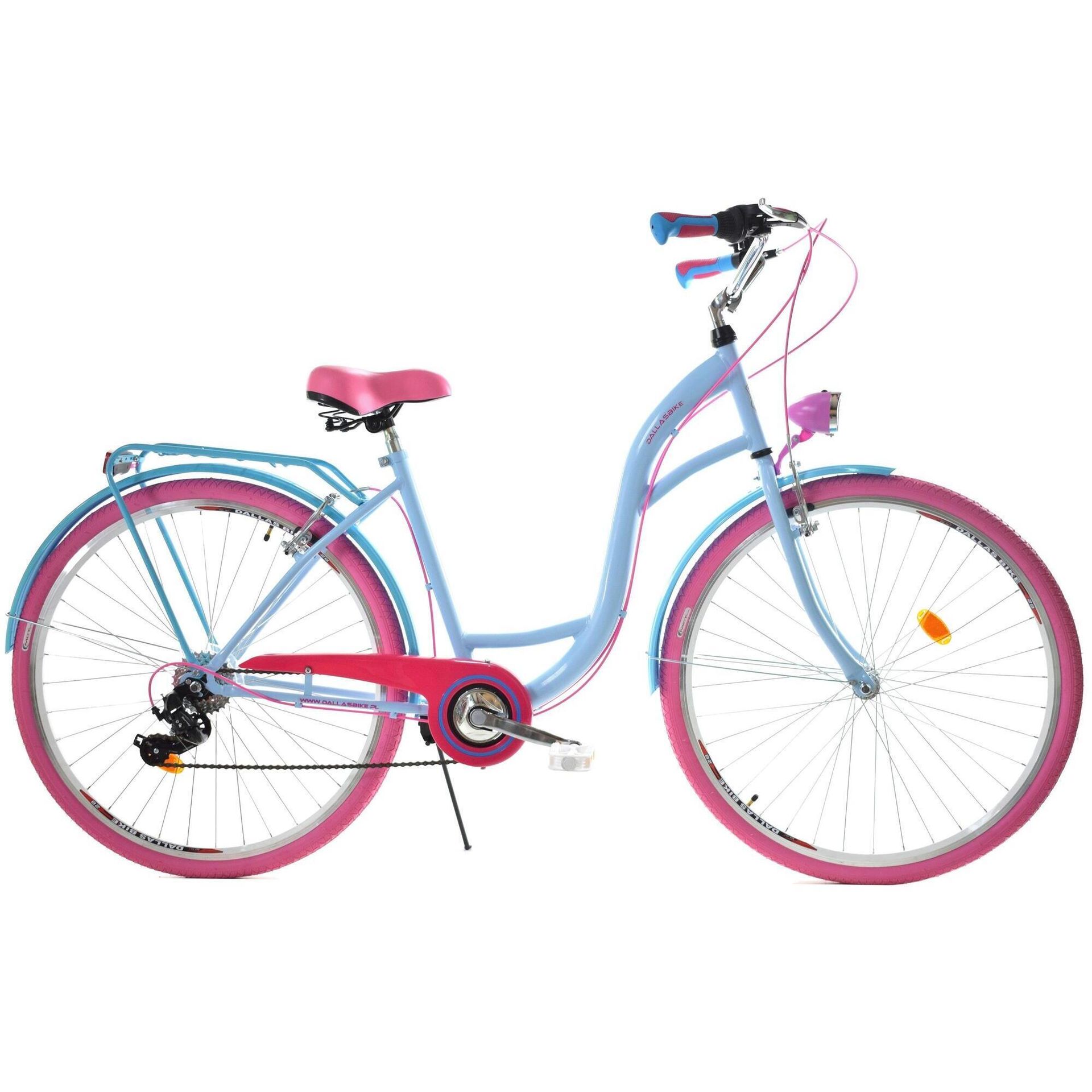 Dallas Bike City 7spd 28 cali Damski Niebiesko-różowy