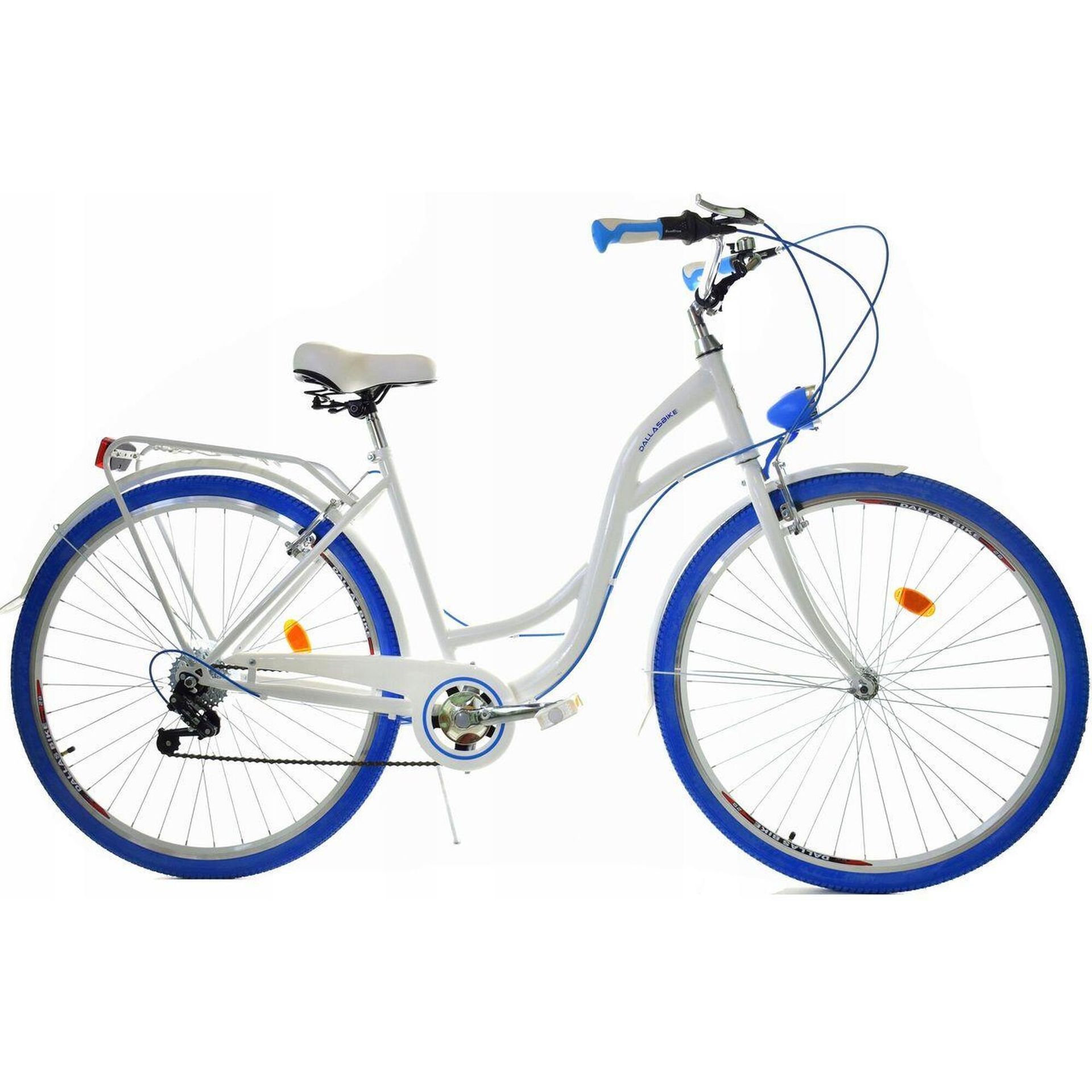 Dallas Bike City 7spd 28 cali Damski Biało-niebieski