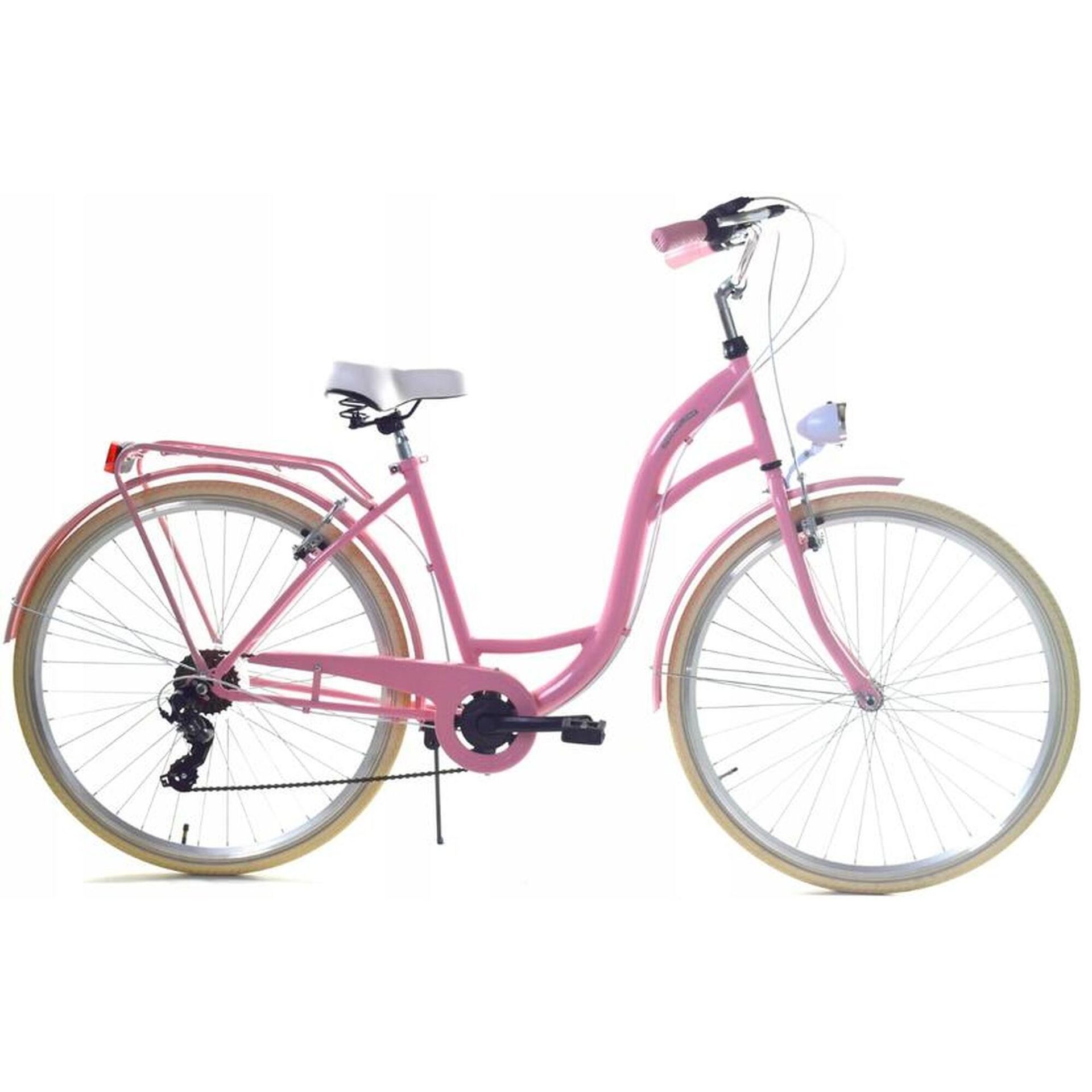 Dallas Bike City 7spd 28 cali Damski Różowo-kremowy