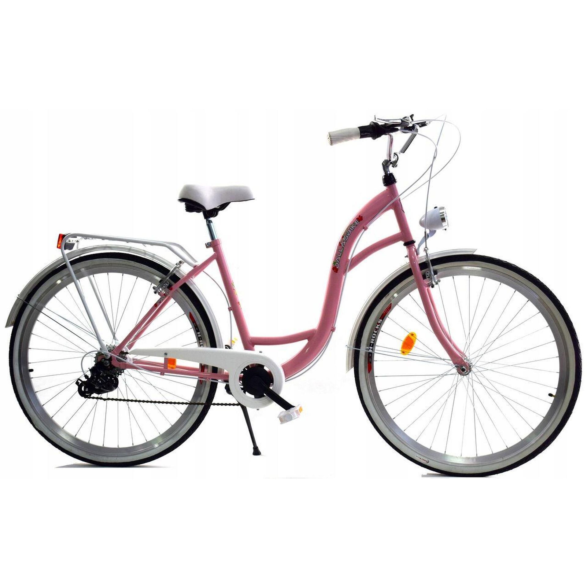 Dallas Bike City 7spd 28 cali Damski Różowo-kremowy