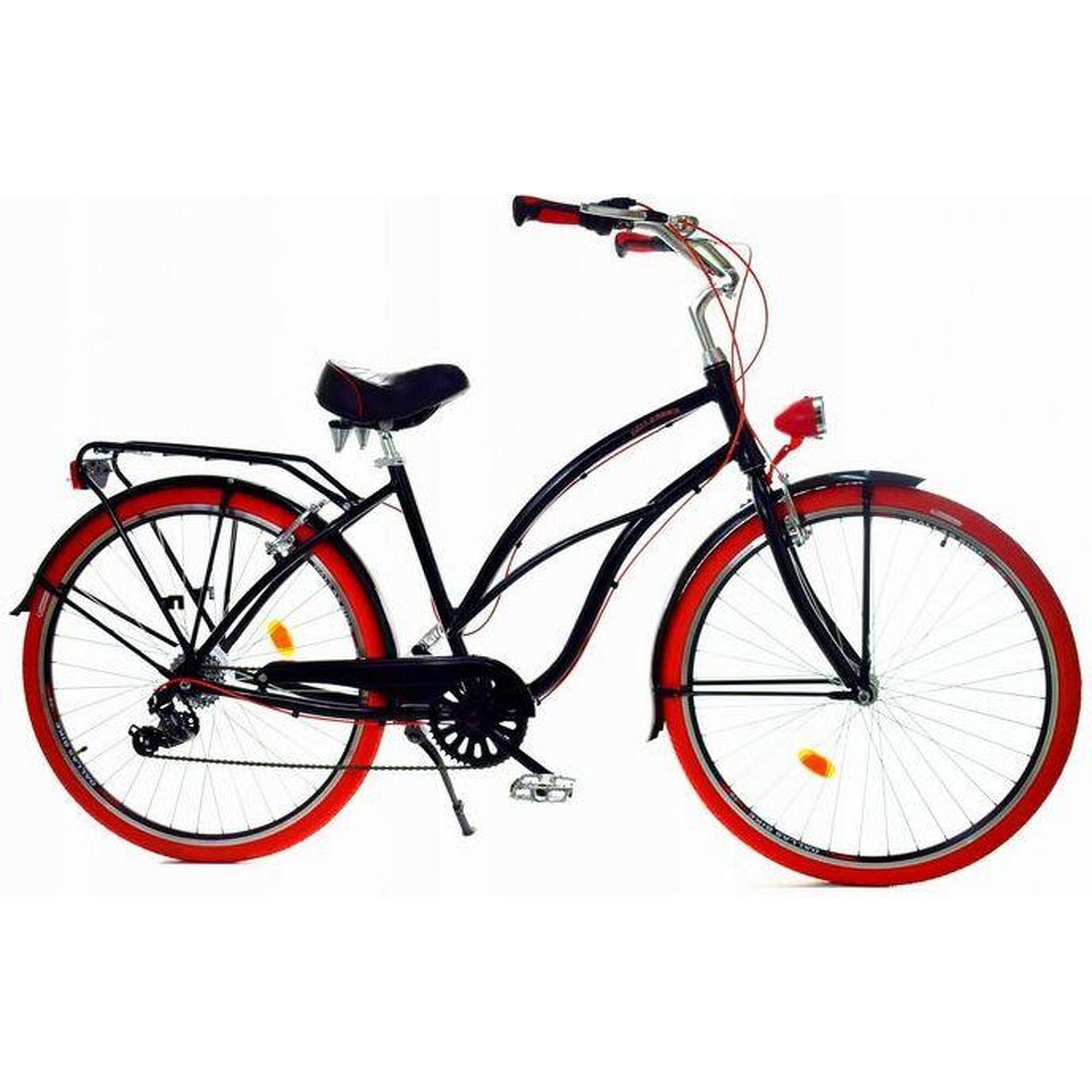 Dallas Bike Cruiser 7Spd Alu 26 cali Damski Czarno-czerwony