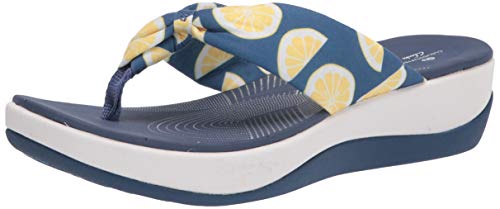 Clarks Klapki damskie Arla Glison, Niebieska tkanina z cytrynami, 37 EU
