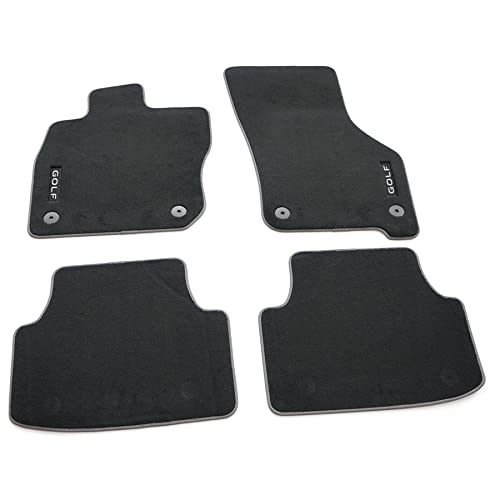 Volkswagen 5H9061270BWGK dywaniki samochodowe, welurowe, tekstylne, 4 x dywaniki materiałowe, czarne, z napisem Golf, tylko do wariantu, tylko dla łagodnego hybrydowego