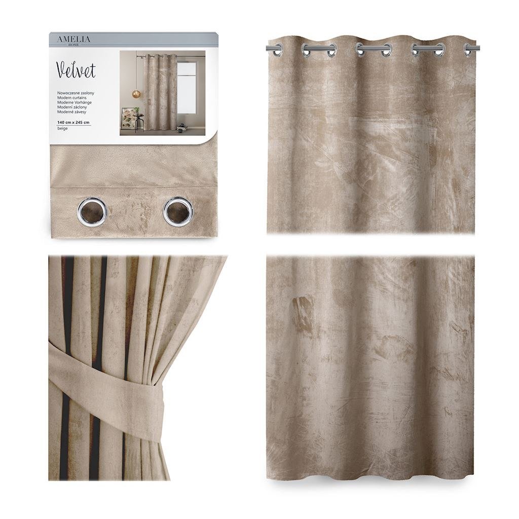 CURT/AH/VELVET/EYELETS/BEIGE/140X245/1PC
