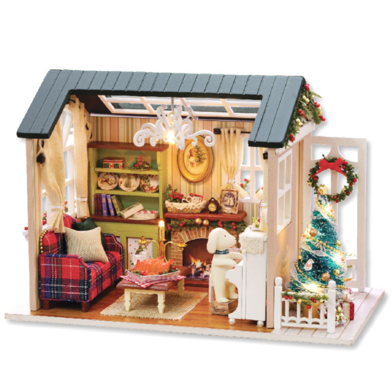 Miniaturowy domek DIY, do sklejania, składania LED Magiczne Boże Narodzenie