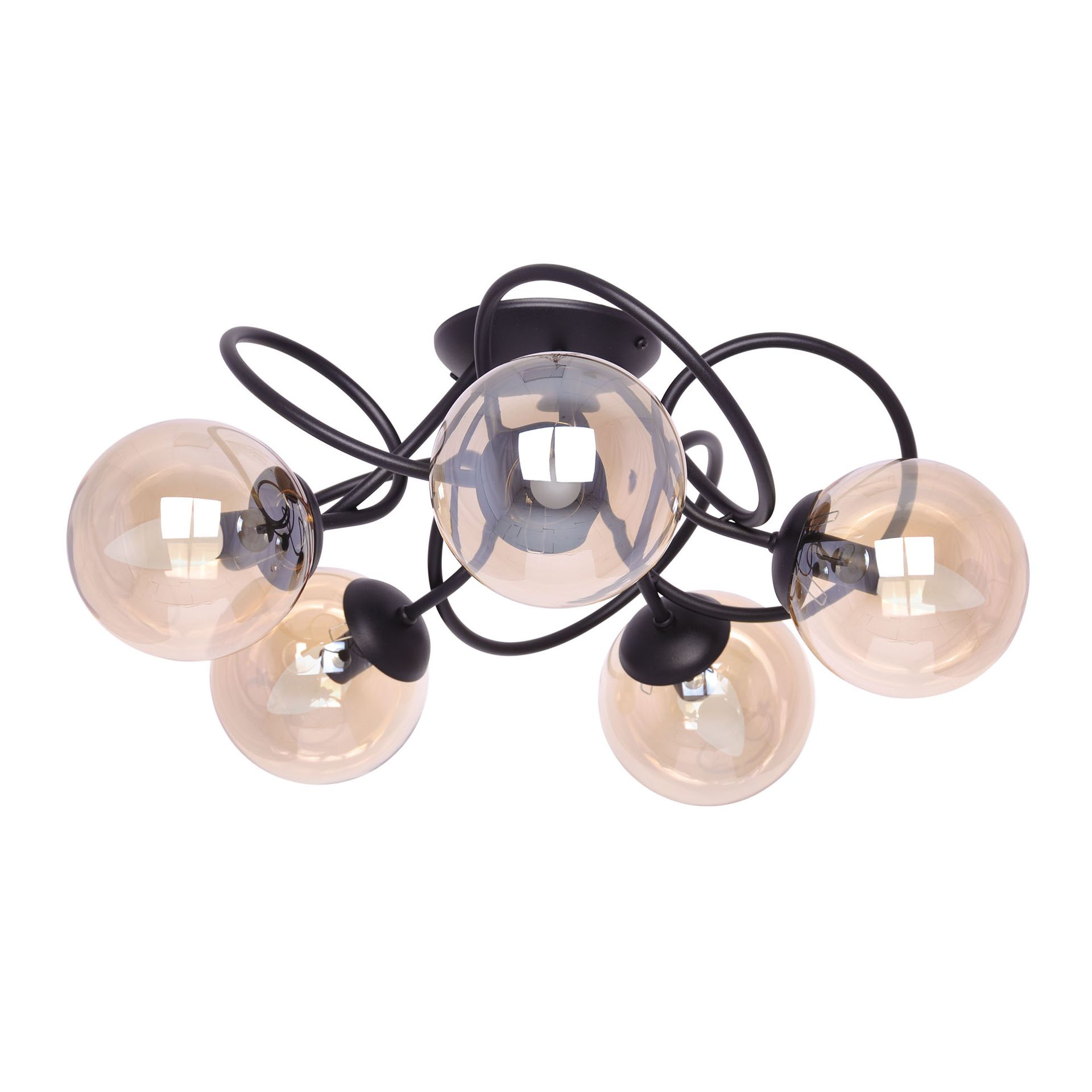 Okazała lampa sufitowa z bursztynowymi kloszami K-5127 z serii FLORO
