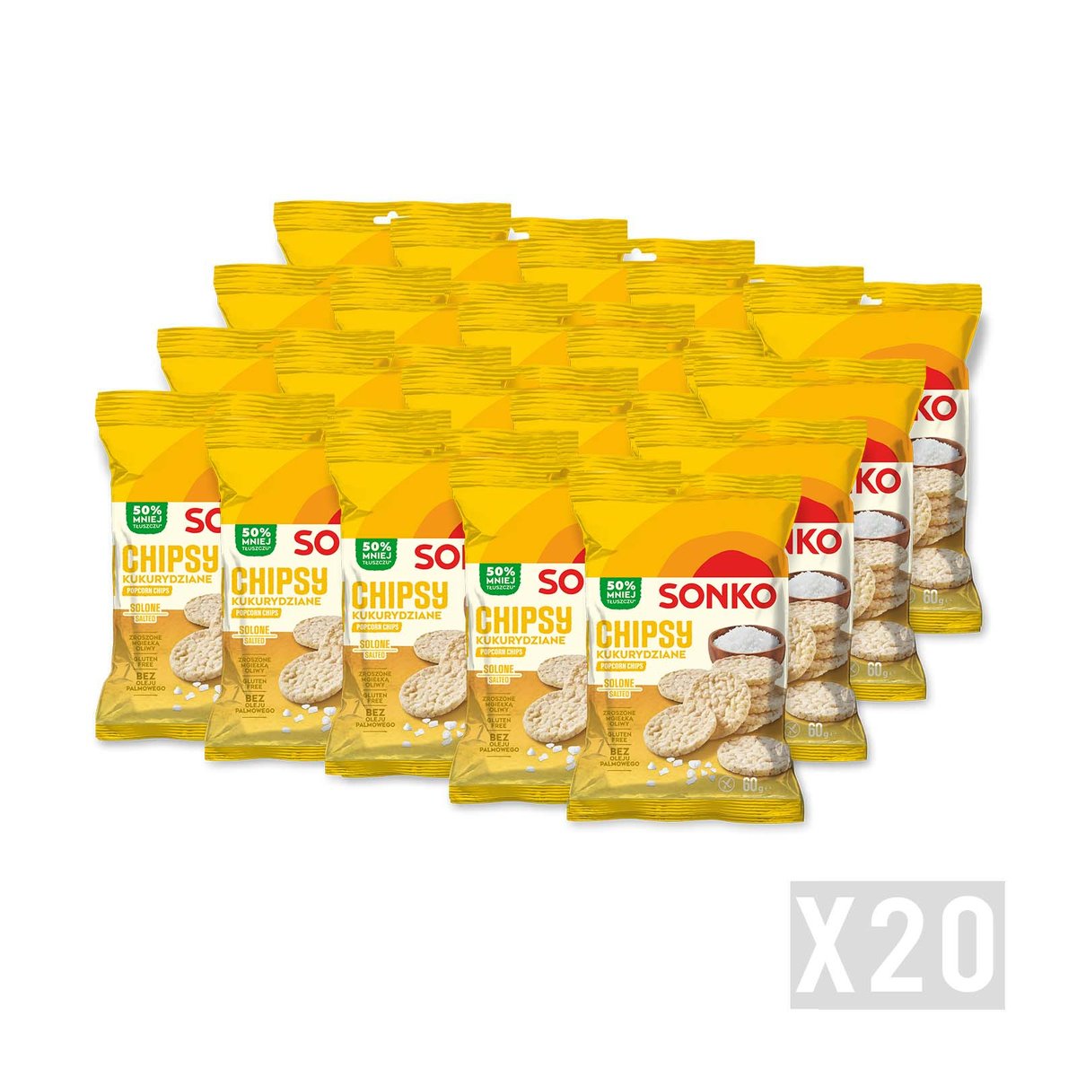 20x SONKO Chipsy kukurydziane solone 60g