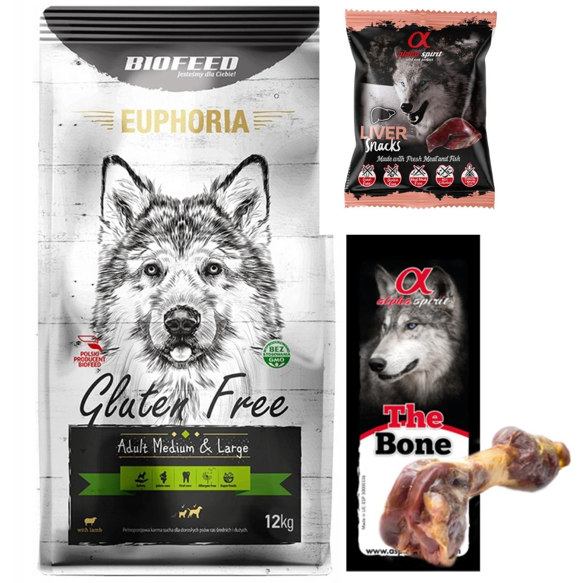 BIOFEED EUPHORIA Gluten Free Medium & Large dla psów średnich i dużych ras z jagnięciną 12kg