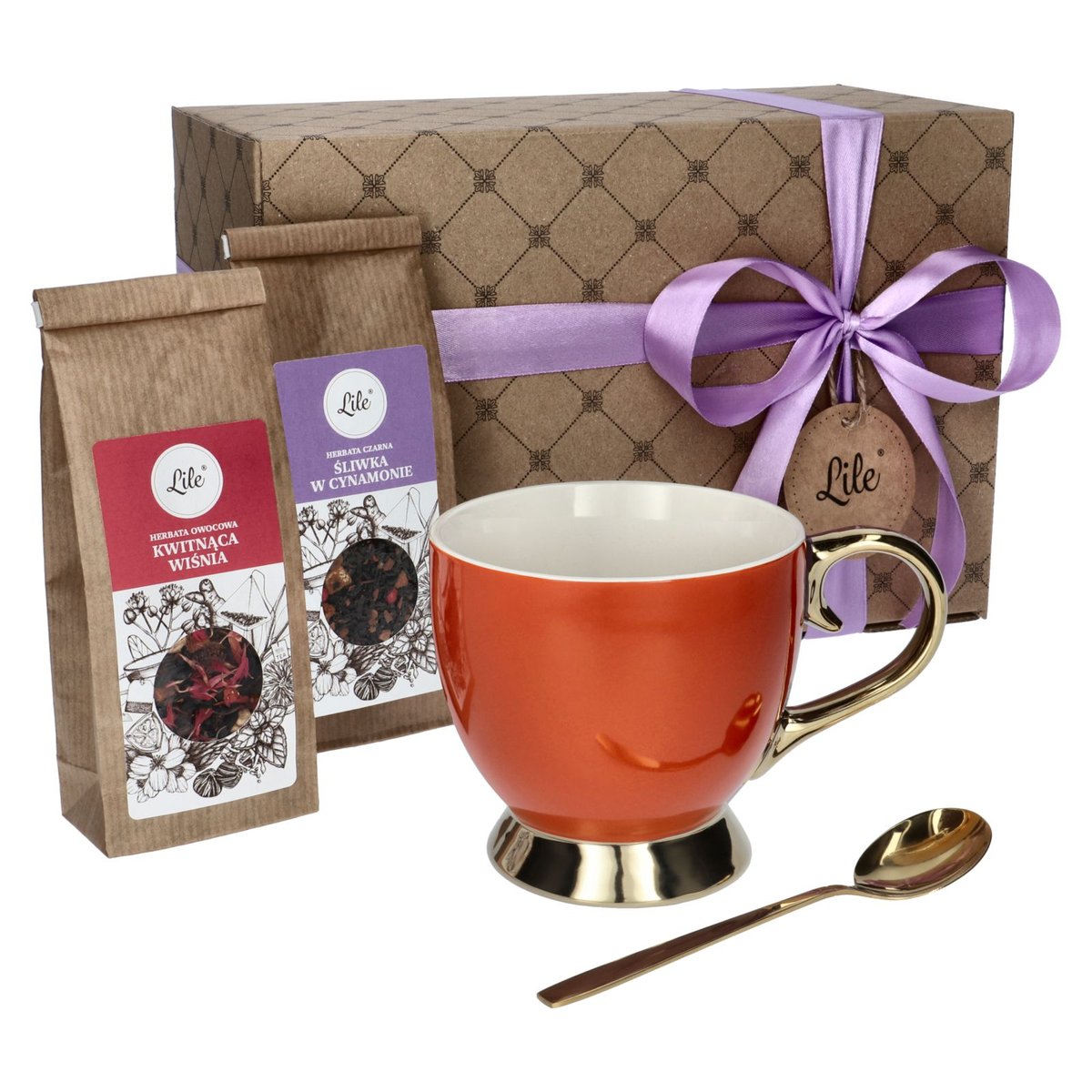 Filiżanka z łyżeczką herbata 2 zestaw prezentowy