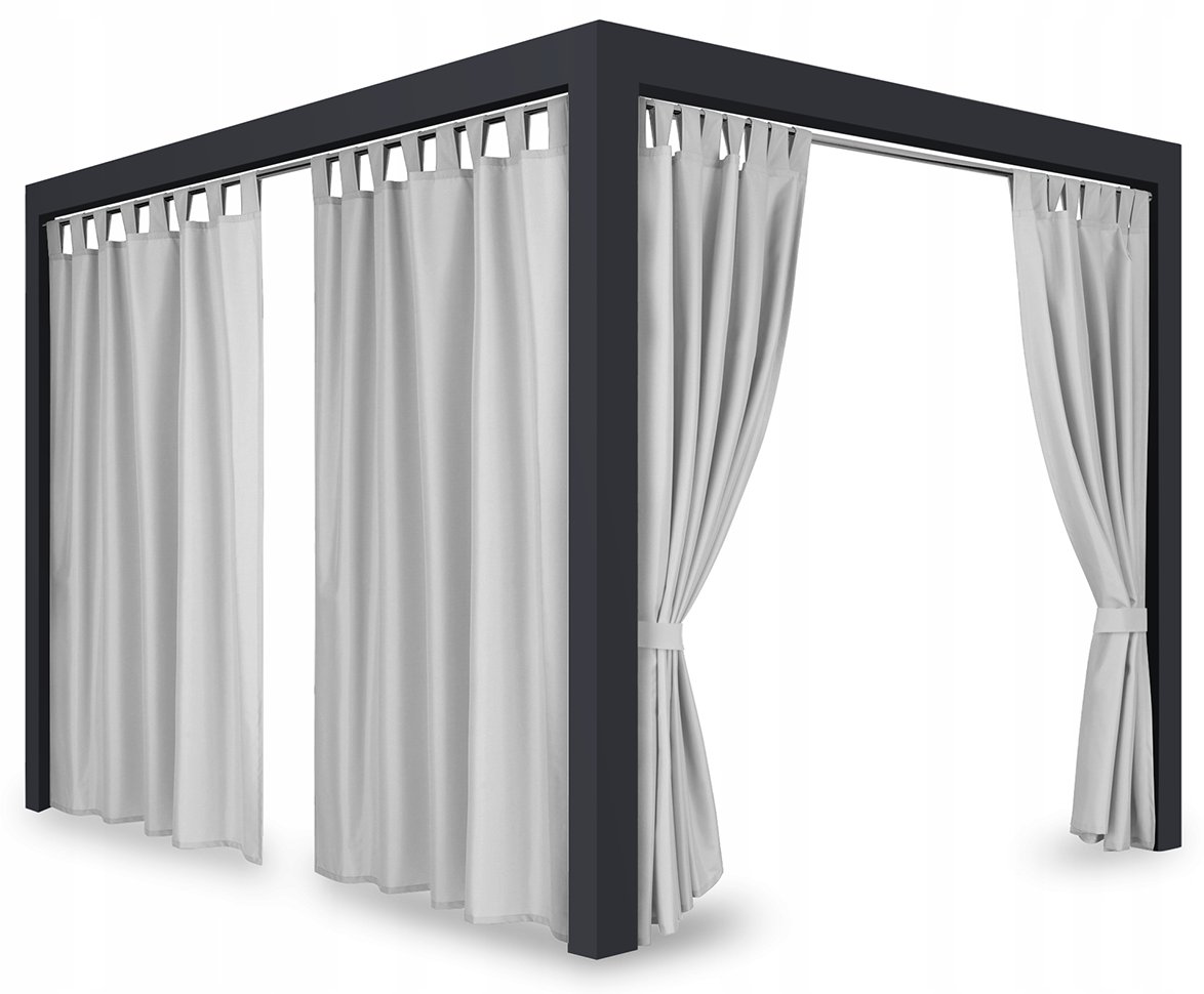 Zasłona ogrodowa wodoodporna, 155x200,do altany na taras, na szelkach szara, ZMOS-01