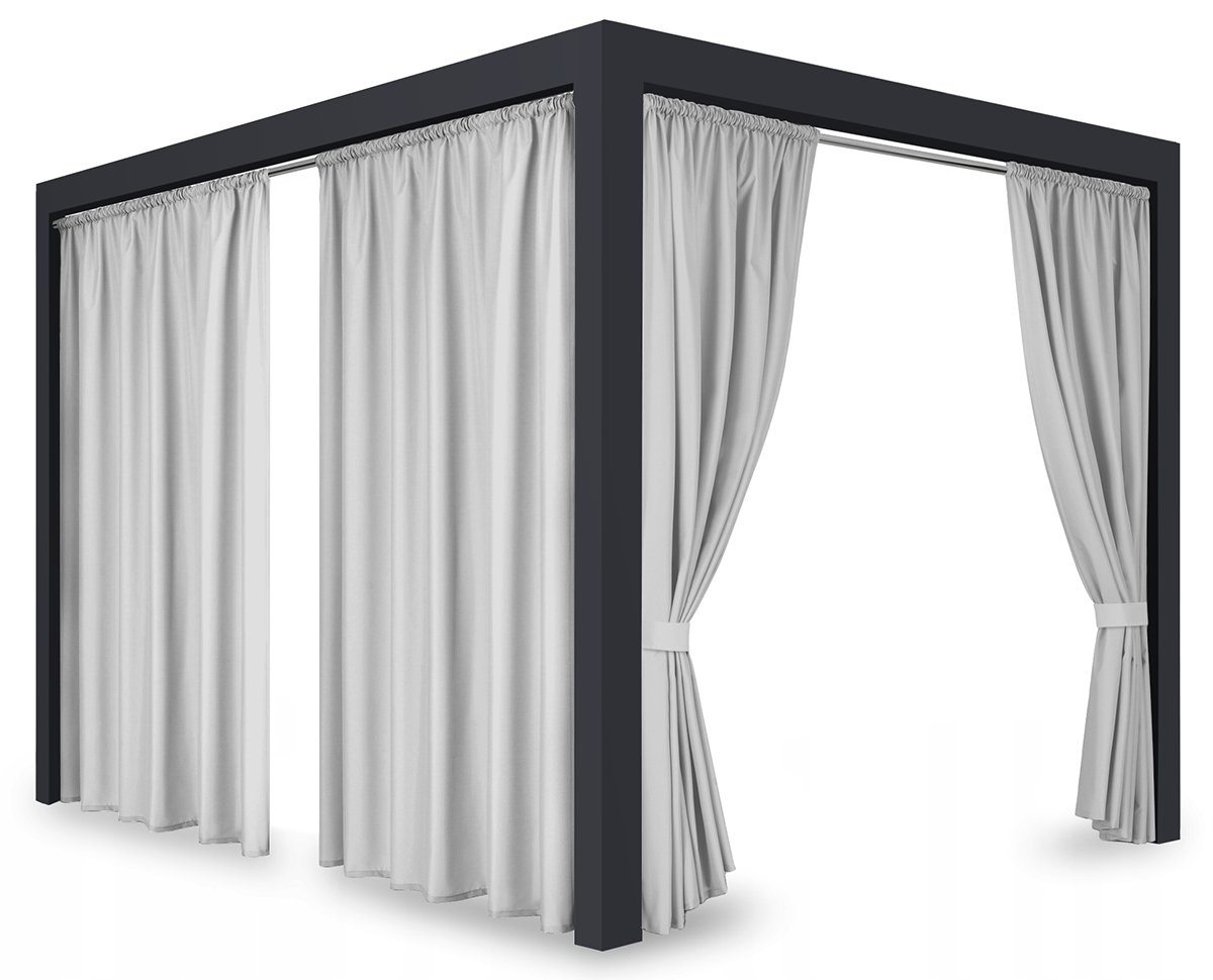 Zasłona ogrodowa wodoodporna, 155x220,do altany na taras, z tunelem szara, ZMOT-01