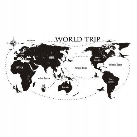 Naklejka na ścianę Mapa śwata 3, 120x60cm wybór koloru - World trip