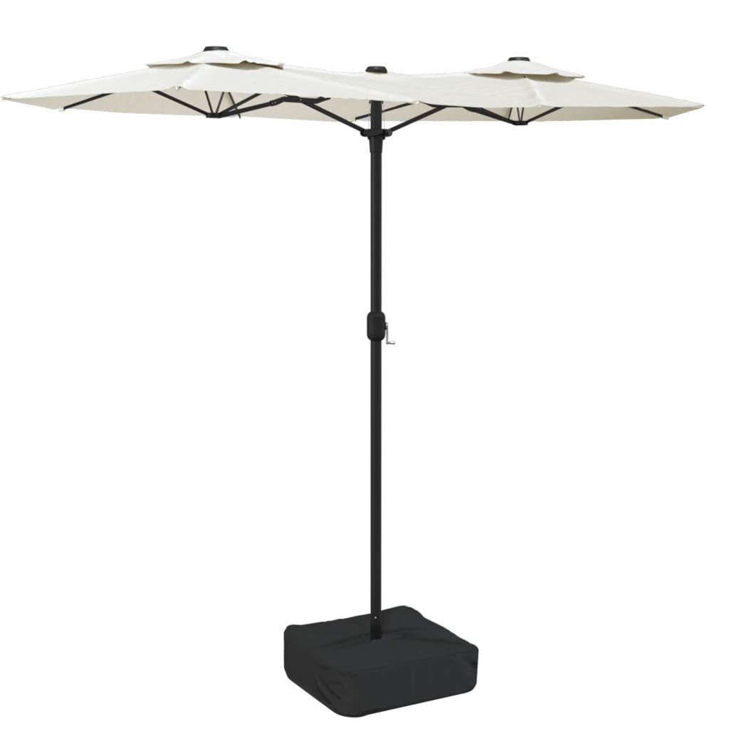 Parasol ogrodowy podwójny z LED, piaskowa biel, 316x240 cm Lumarko