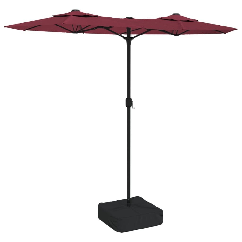 Parasol ogrodowy podwójny z LED, bordowy, 316x240 cm Lumarko